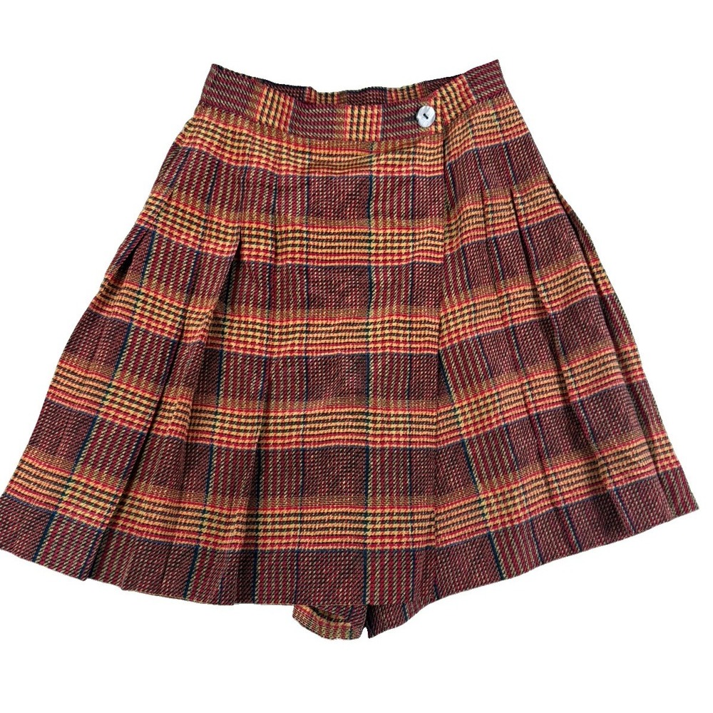 Worth Womens 4 Silk Shorts Plaid Pleated High Rise Bermuda Vintage NWT